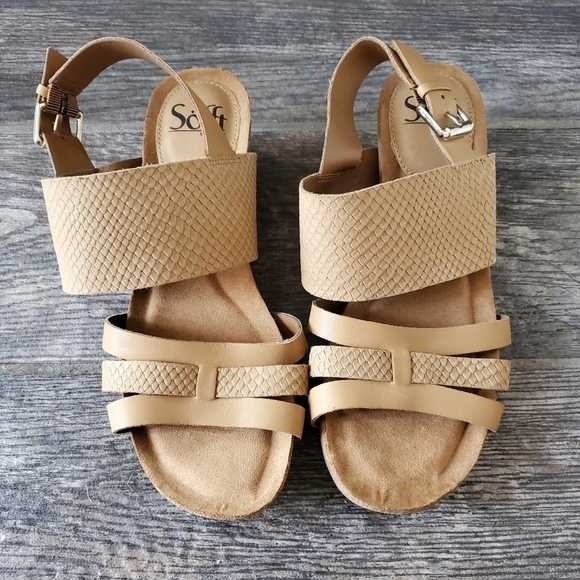 NEW Sofft Velora Snakeskin Embossed Sandal Brown - Picture 3 of 6